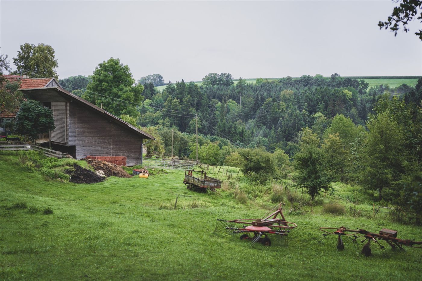 Der Hof mit Scheune und Waldtal